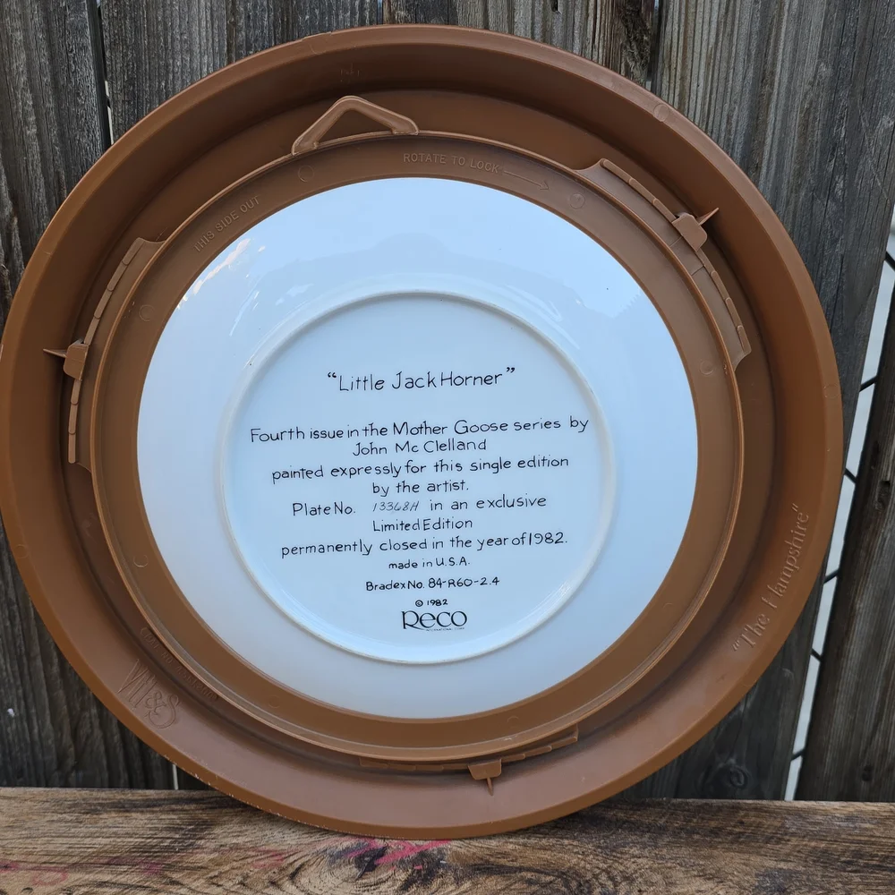 Little Jack Horner Vintage Collector Plate from Reco Mother Goose